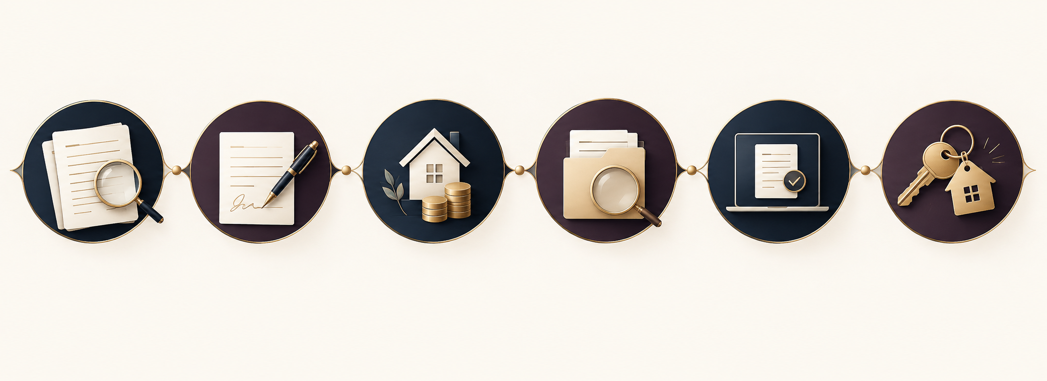 Six-stage conveyancing process from contract review to property settlement and keys