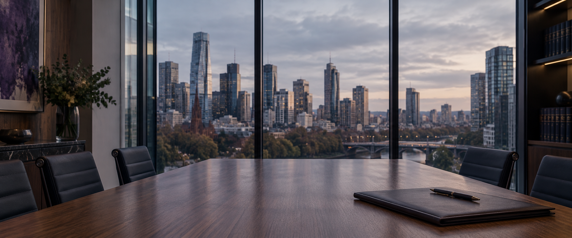 Contemporary Melbourne legal office overlooking the city