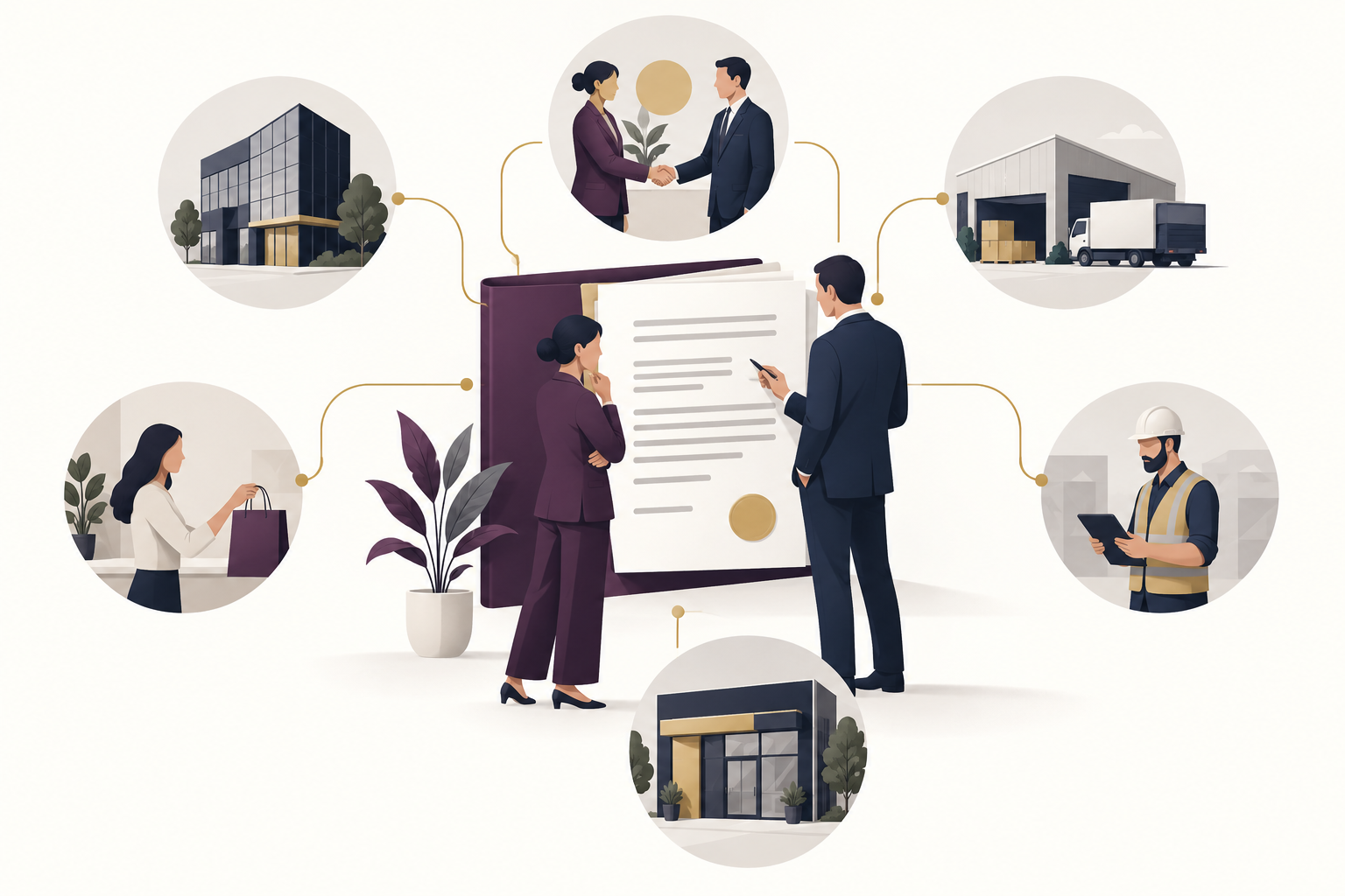 Commercial contract connecting small businesses, suppliers, customers and contractors